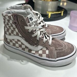 Vans high tops youth size 3 brown checkered